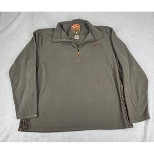 Drake‎ Pullover Mens 2XL Gray Fleece Quarter Zip Camo Mossy Oak Outdoor Hunting